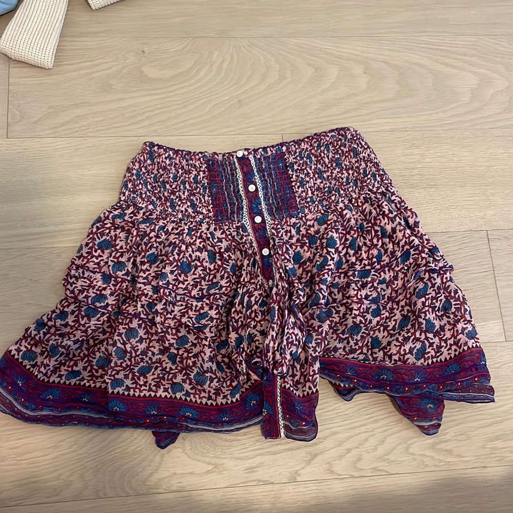 Poupette St. Barth Honey Floral Mini Skirt In Pink Lotus Purple Size Small